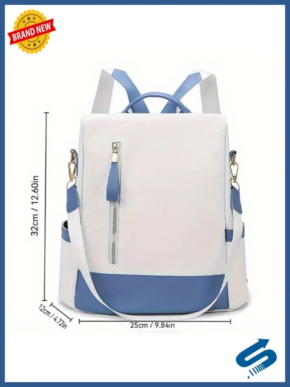 Personalized Initial Small Backpack with Anti-Theft Pocket, 3-in-1 Convertible,